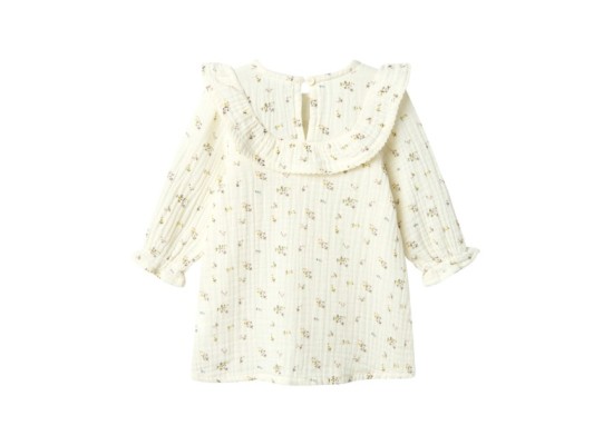 Musselin-Kleid langarm Blumen