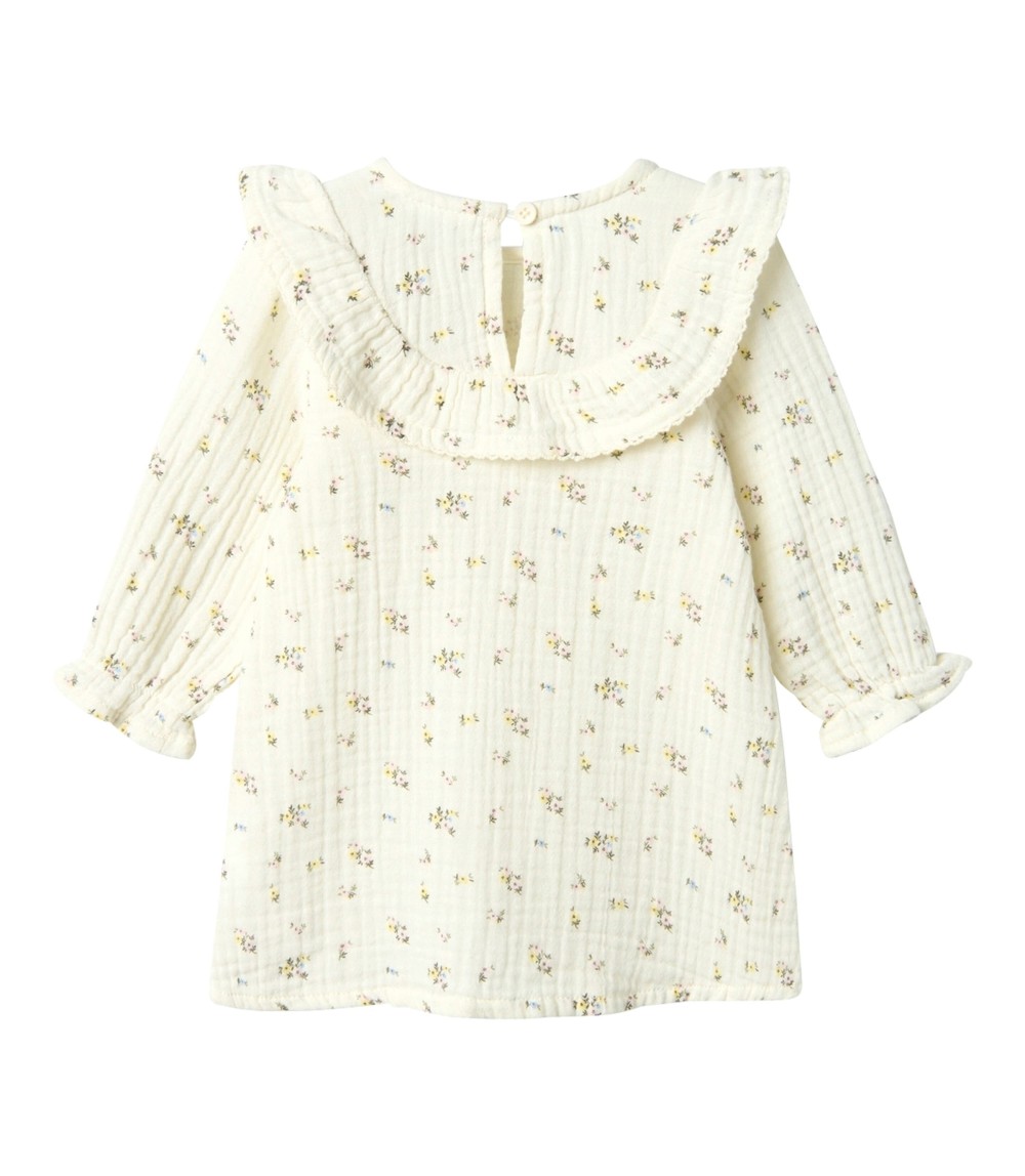 Musselin-Kleid langarm Blumen