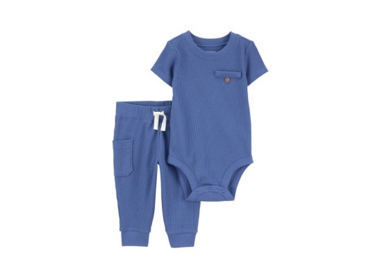 2-tlg. Set Body kurzarm und Jogginghose Waffelpiqué