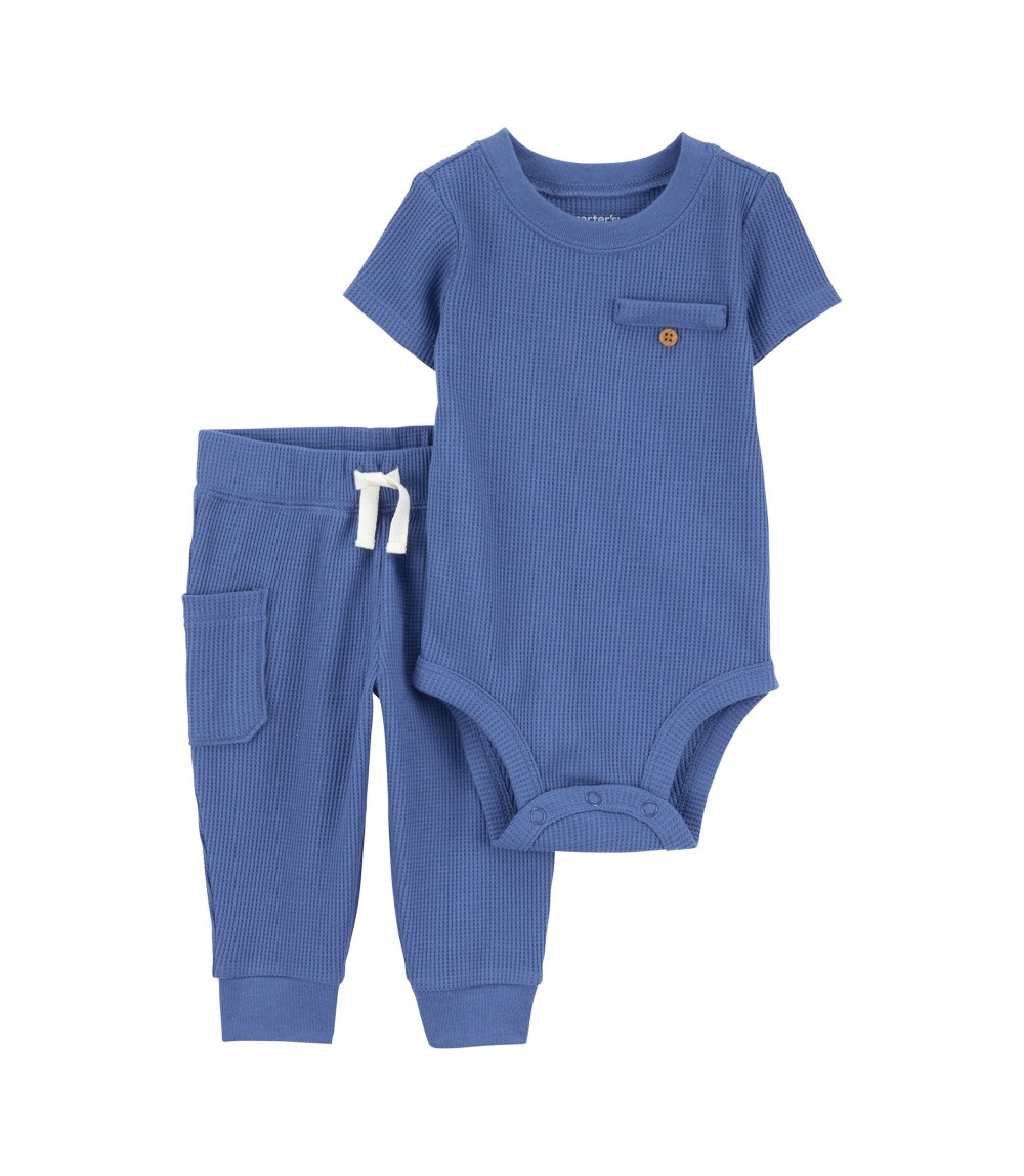 2-tlg. Set Body kurzarm und Jogginghose Waffelpiqué