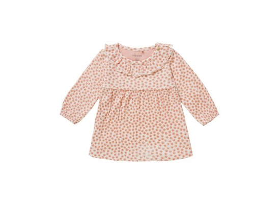 Krepp-Kleid langarm Blumen Rüschenkragen