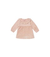 Krepp-Kleid langarm Blumen Rüschenkragen