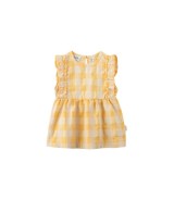 Kleid ohne Arm Karo Rüsche