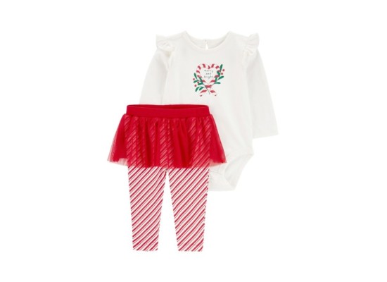 2-tlg. Set Body langarm und Leggings mit Tüllrock Weihnachten