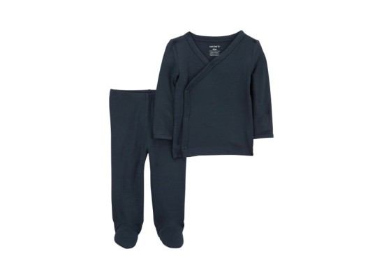 2-tlg. Set Wickelshirt langarm und Hose mit Fuß