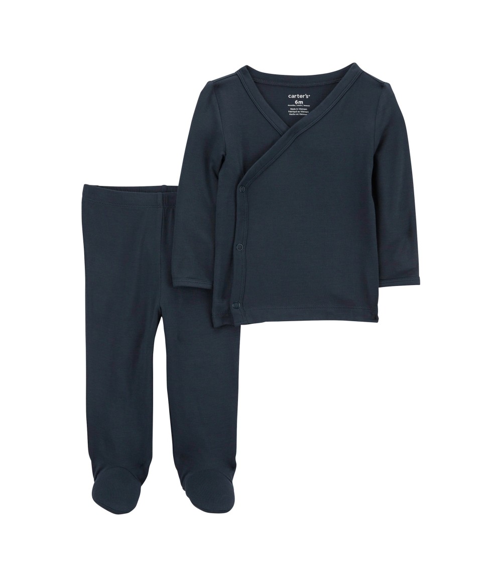 2-tlg. Set Wickelshirt langarm und Hose mit Fuß