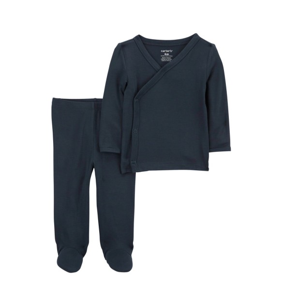 2-tlg. Set Wickelshirt langarm und Hose mit Fuß