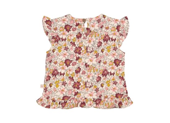 Krepp-T-Shirt Blumen Volant