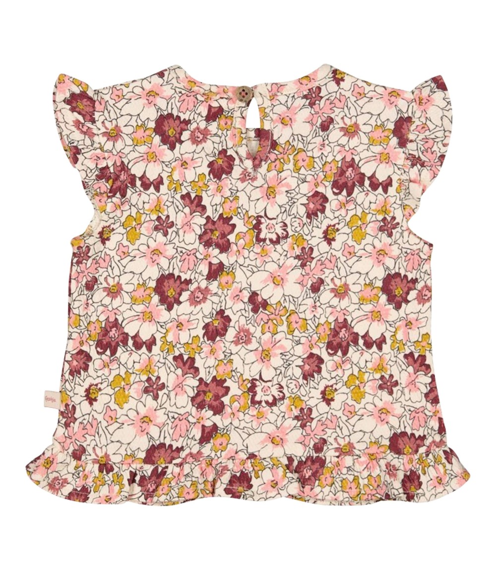 Krepp-T-Shirt Blumen Volant