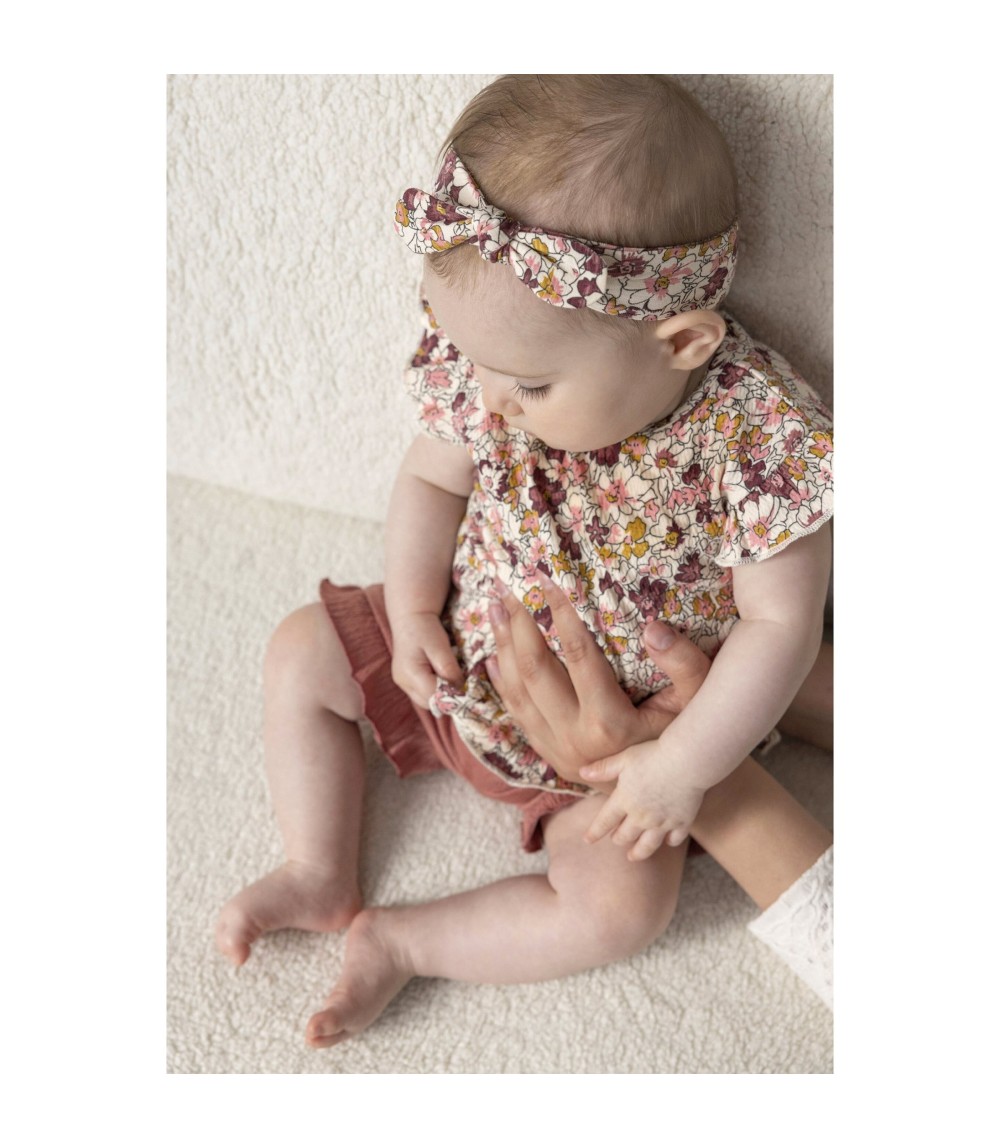 Krepp-T-Shirt Blumen Volant