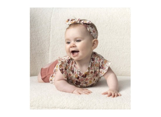 Krepp-T-Shirt Blumen Volant