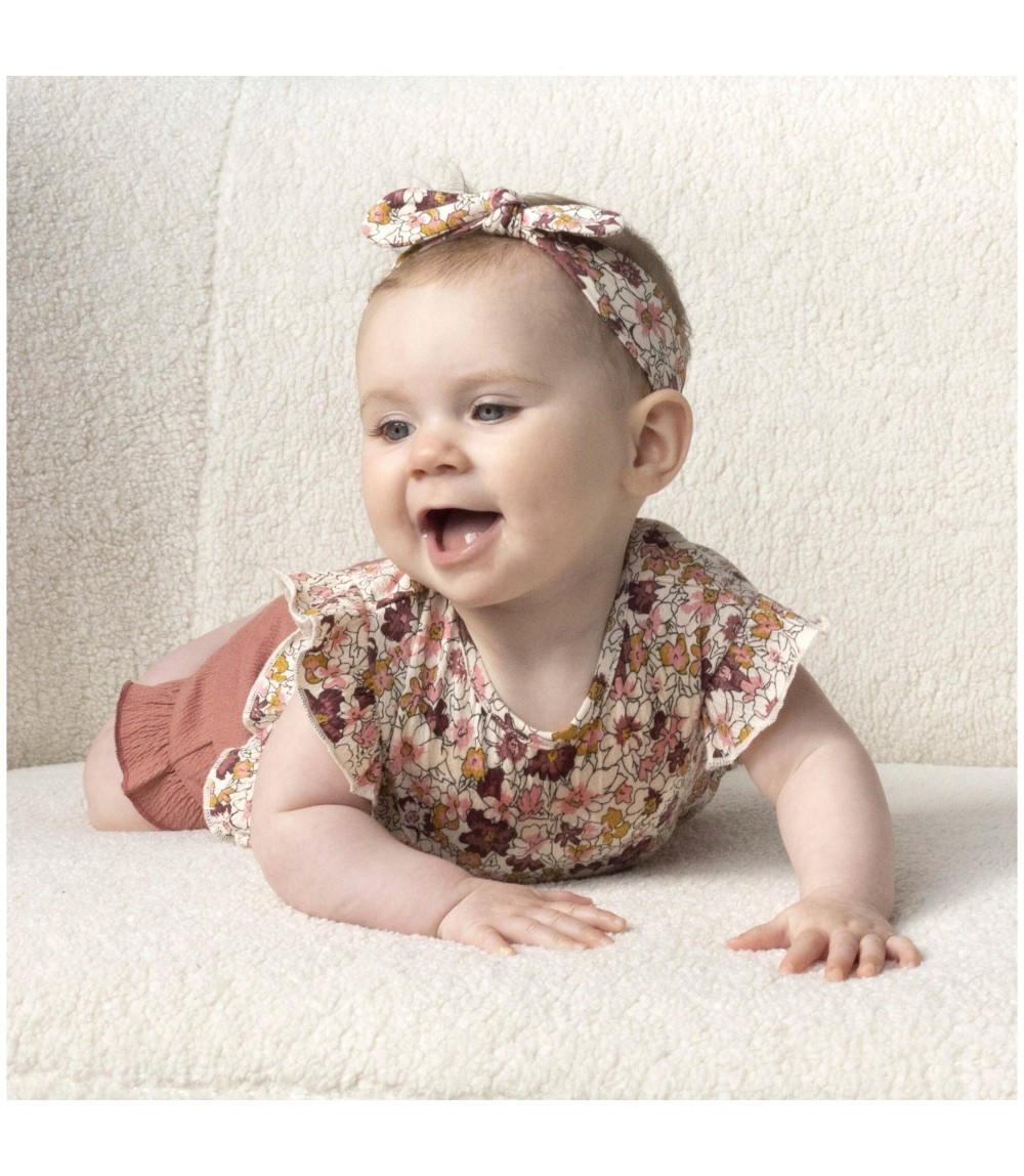 Krepp-T-Shirt Blumen Volant