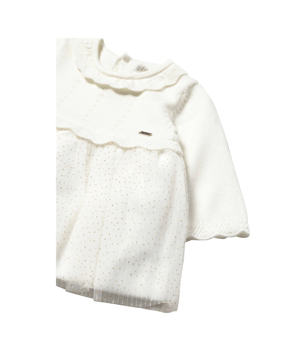 Kleid langarm 2in1 Strickpullover und Tüllrock