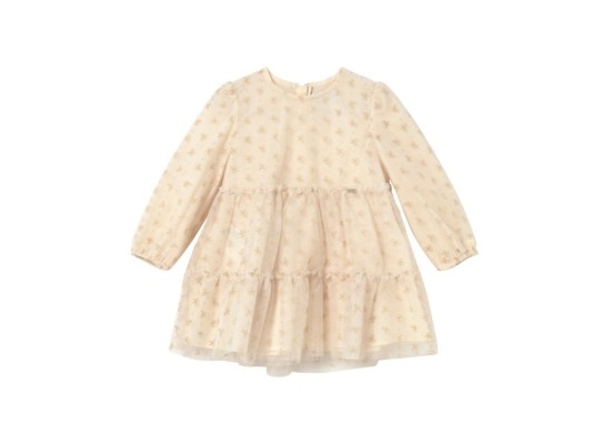 Tüllkleid langarm Glitzer-Schleifen