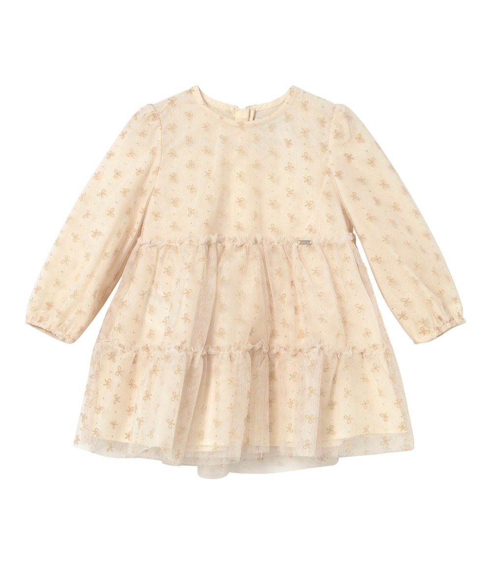 Tüllkleid langarm Glitzer-Schleifen