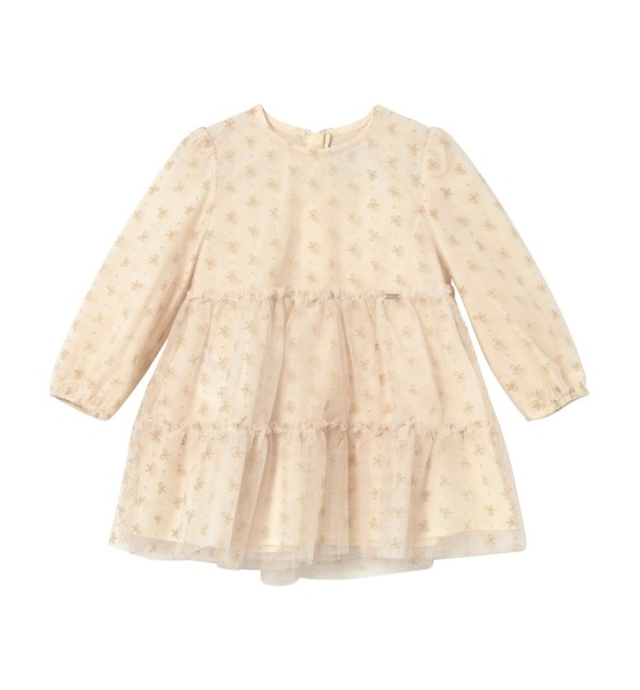 Tüllkleid langarm Glitzer-Schleifen