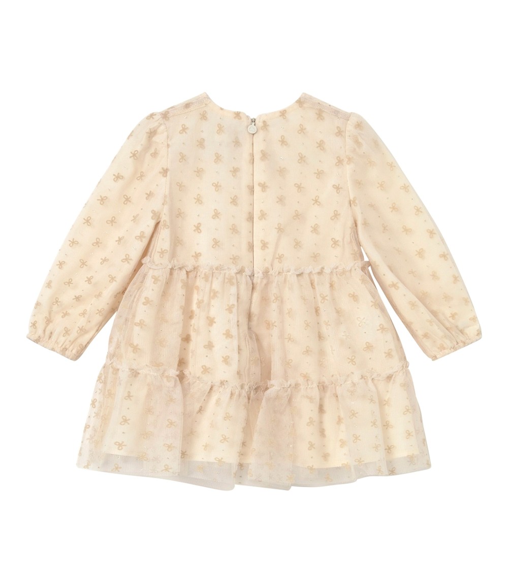 Tüllkleid langarm Glitzer-Schleifen