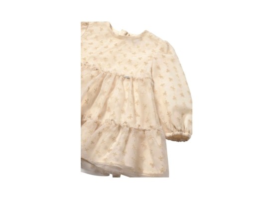 Tüllkleid langarm Glitzer-Schleifen