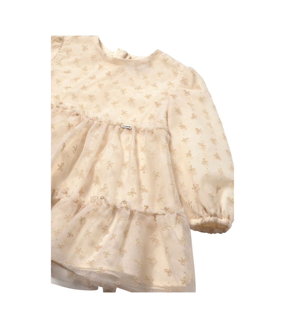 Tüllkleid langarm Glitzer-Schleifen