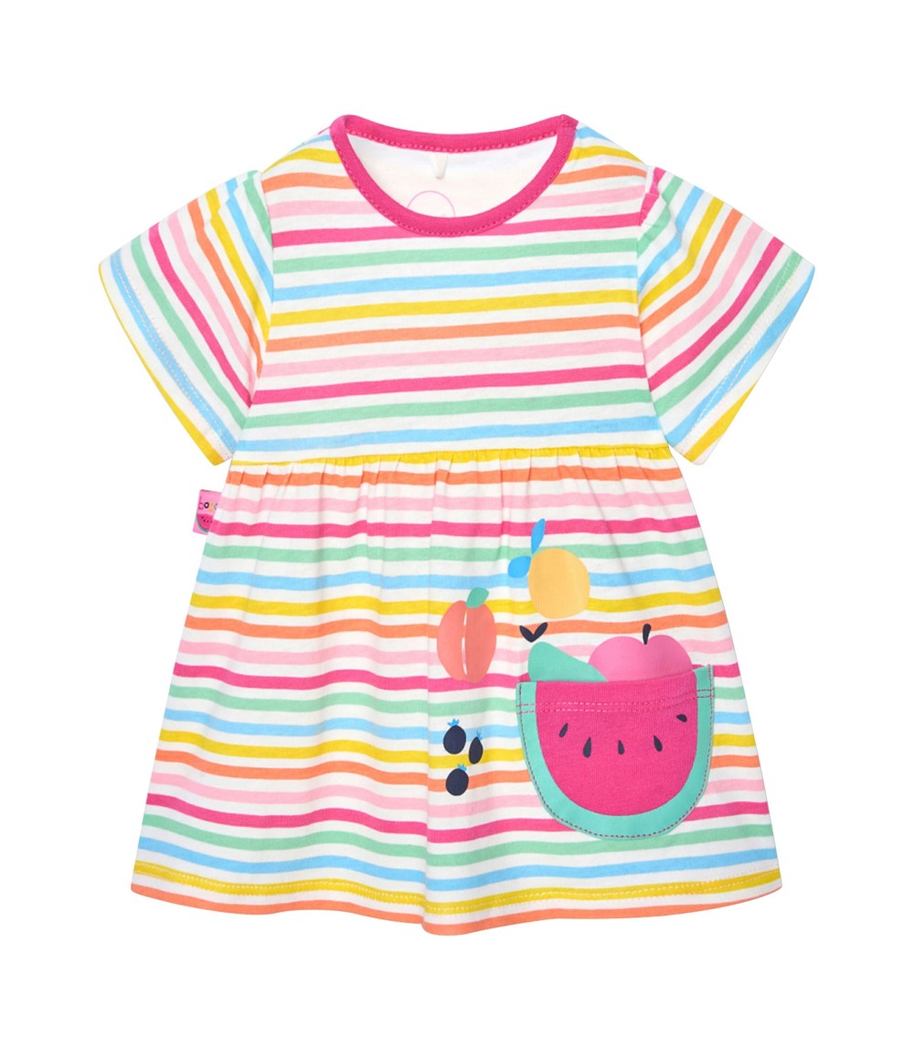 Kleid kurzarm Früchte Streifen
