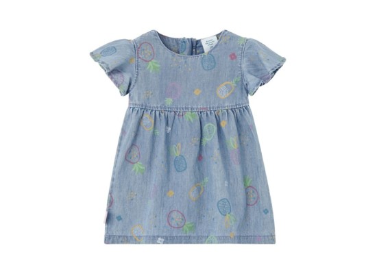 Jeans-Kleid kurzarm Ananas