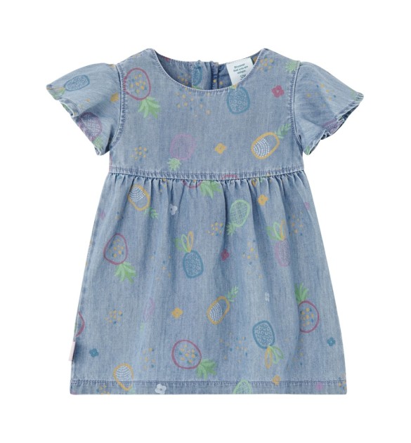 Jeans-Kleid kurzarm Ananas