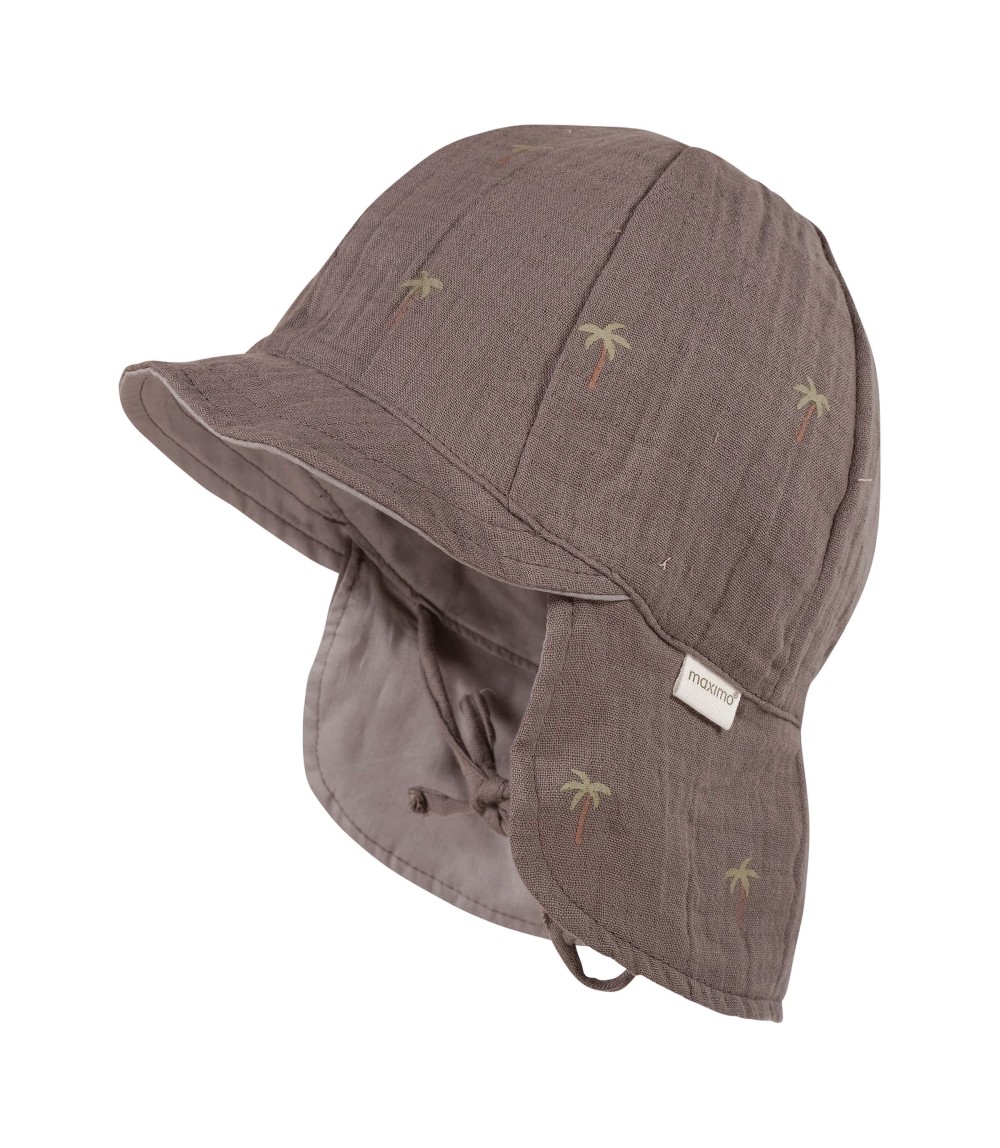 Musselin-Schirmmütze mit Nacken- und UV-Schutz Palmen
