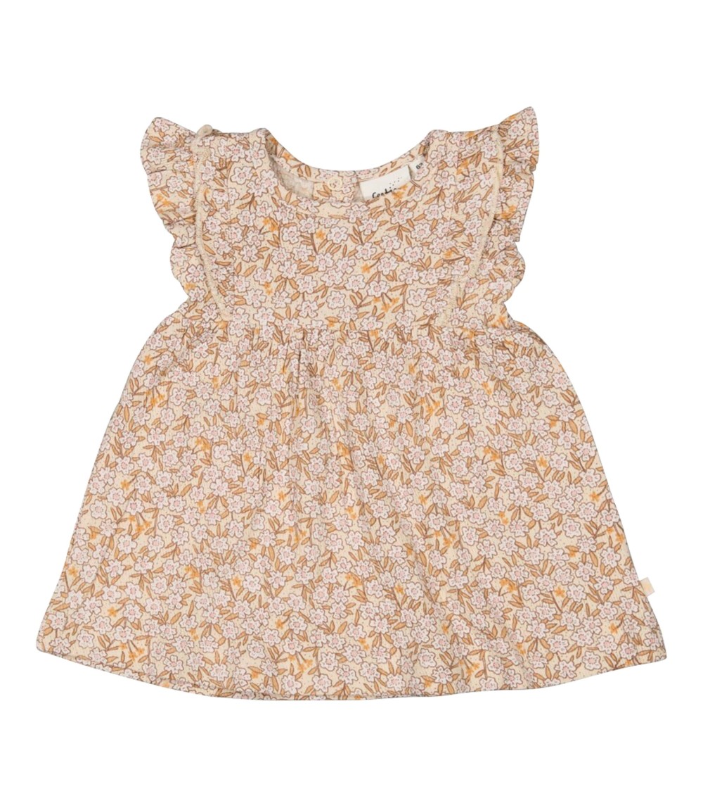 Krepp-Kleid Flügelarm Blumen