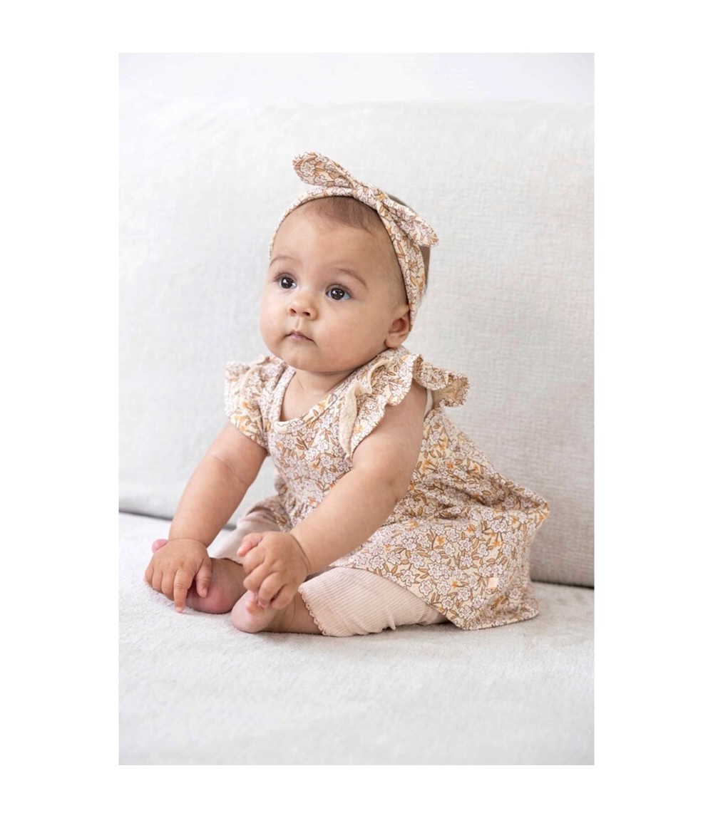 Krepp-Kleid Flügelarm Blumen