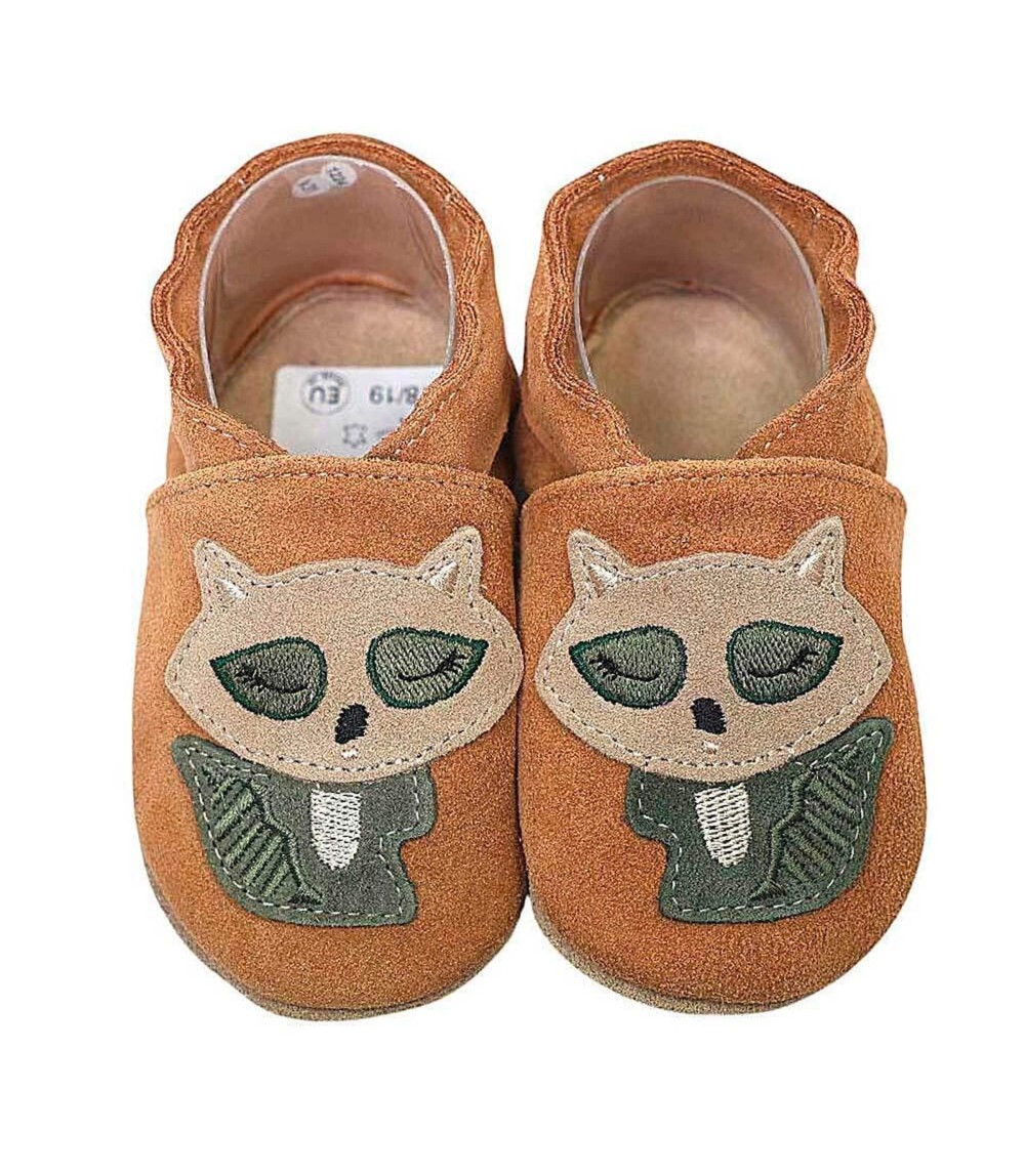 Krabbelschuhe Waschbär braun