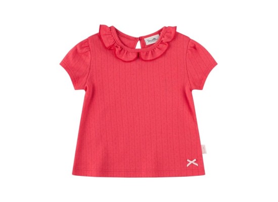 Ajour-T-Shirt Rüschenkragen