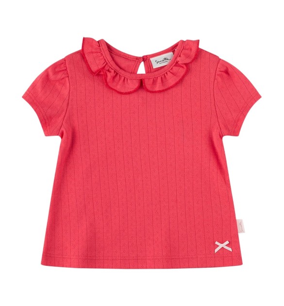 Ajour-T-Shirt Rüschenkragen