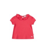 Ajour-T-Shirt Rüschenkragen