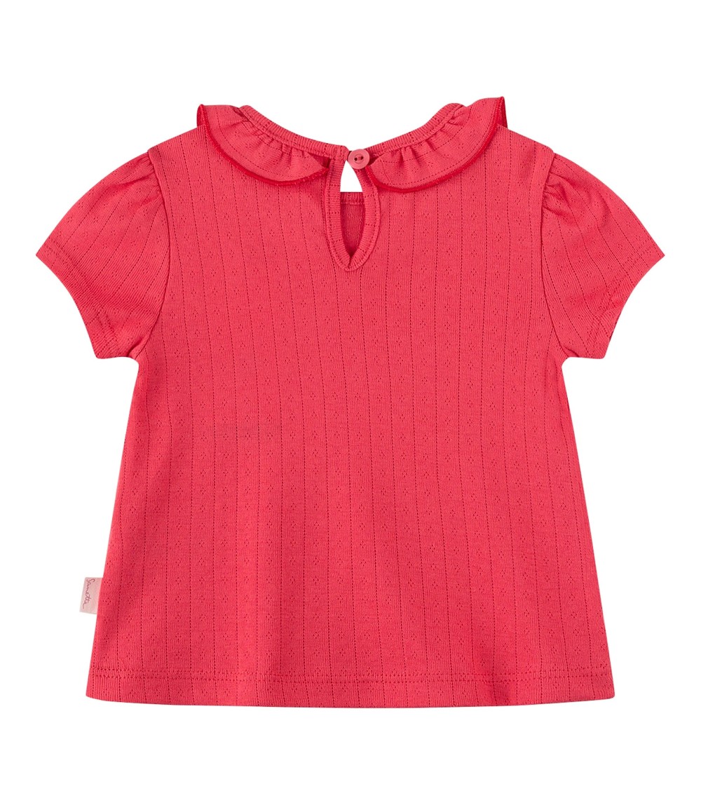 Ajour-T-Shirt Rüschenkragen