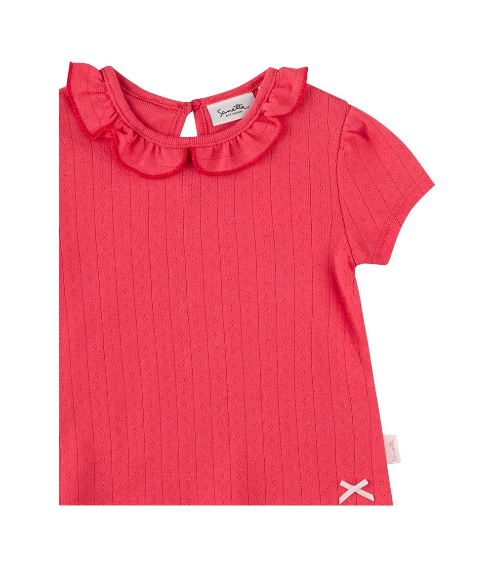 Ajour-T-Shirt Rüschenkragen