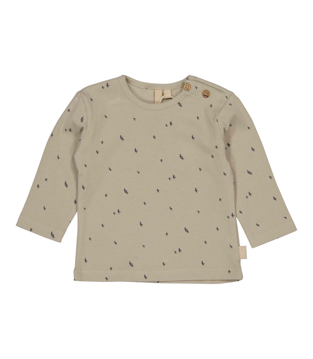 Shirt langarm Vögel Rippqualität