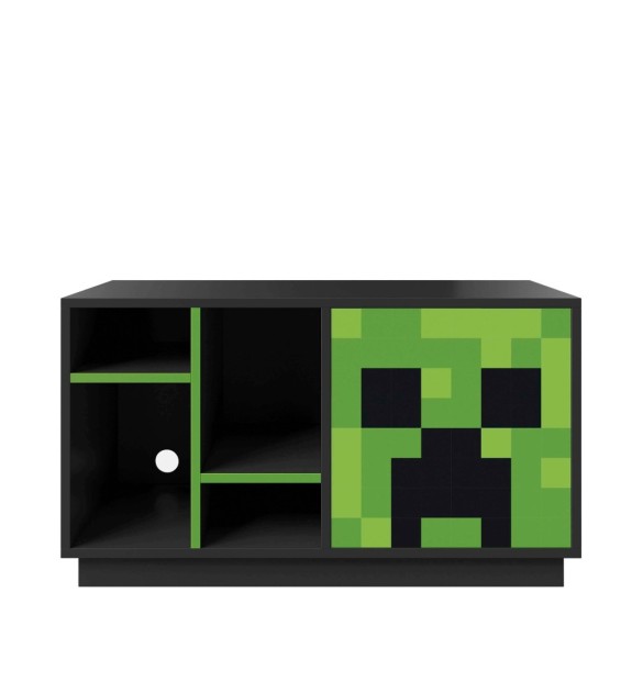 TV-Lowboard mit Tuer mit Push-Open und 4 offenen Fächern