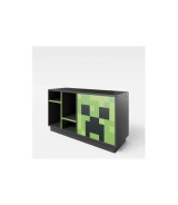 TV-Lowboard mit Tuer mit Push-Open und 4 offenen Fächern, Kabeldurchfü