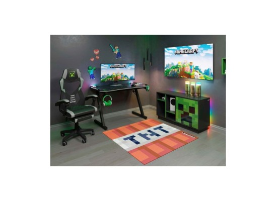 TV-Lowboard mit Tuer mit Push-Open und 4 offenen Fächern, Kabeldurchfü