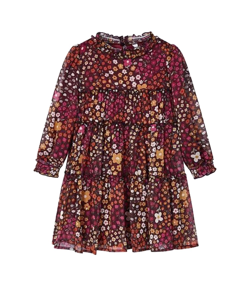 Chiffon-Kleid langarm Blumen