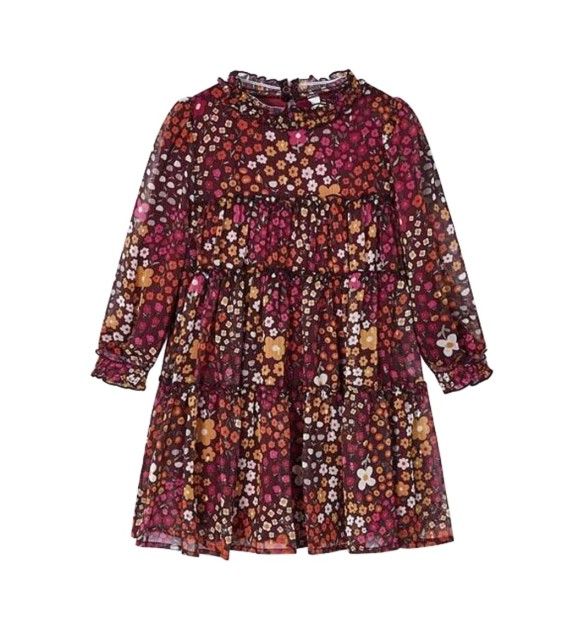 Chiffon-Kleid langarm Blumen