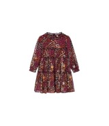 Chiffon-Kleid langarm Blumen