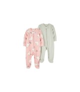 2er-Pack Schlafoverall mit Fuß Lamas Punkte