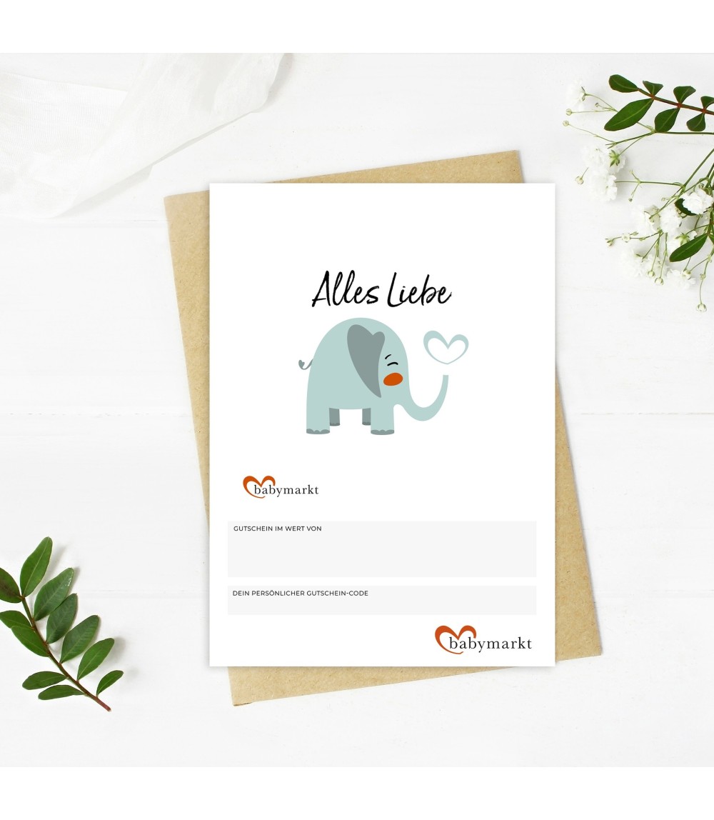 Geschenkgutschein Alles Liebe Elefant