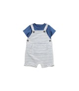 2-tlg. Set Latzhose und T-Shirt Ringel