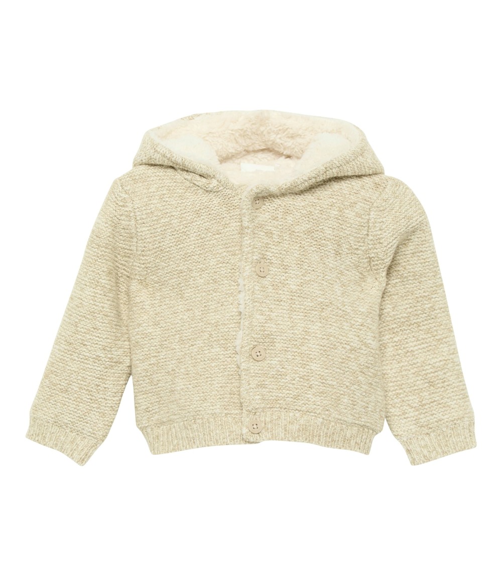 Strickjacke mit Plüschfutter und Kapuze mit Ohren