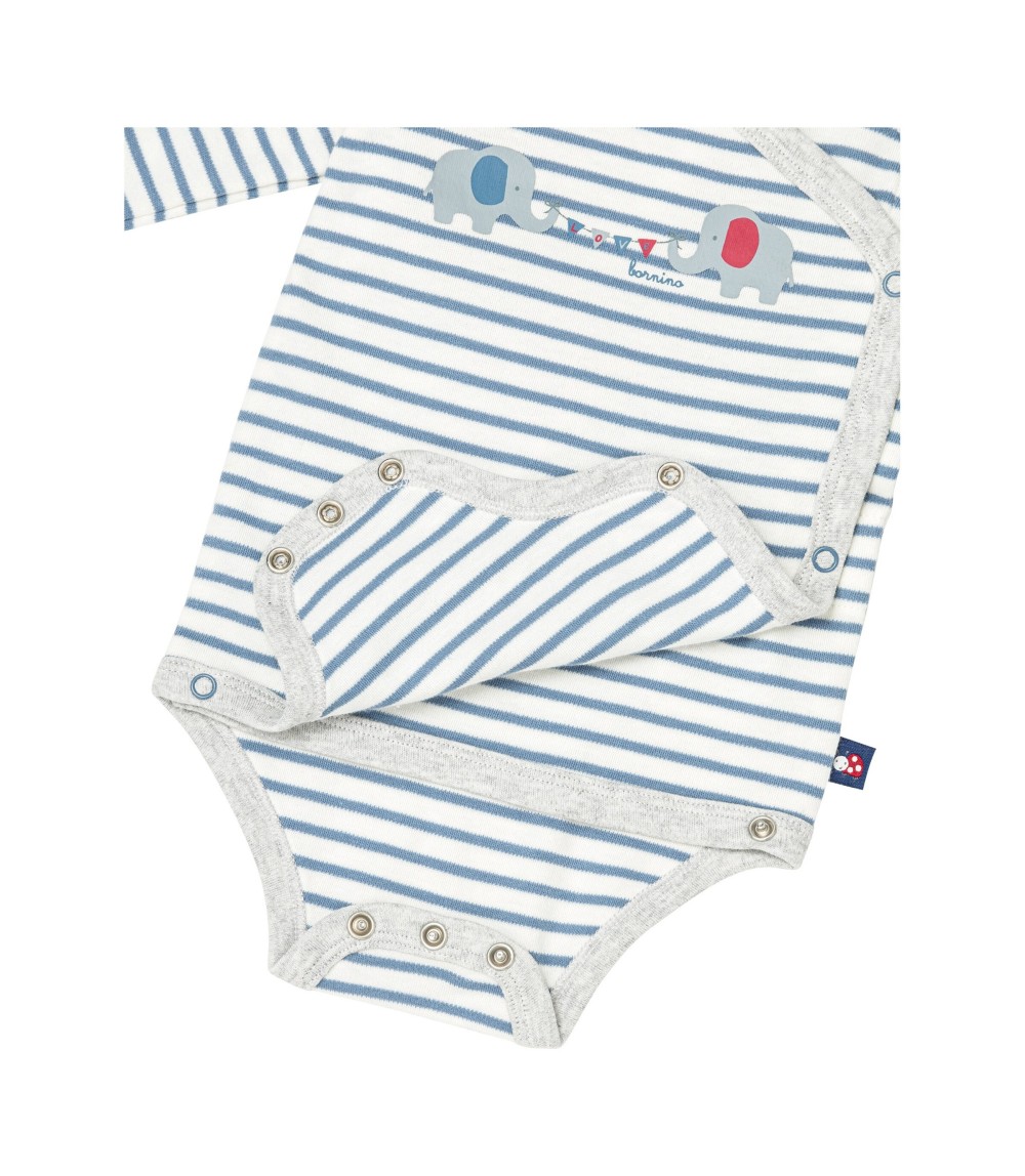 3er-Pack Wickelbodys langarm Elefant Ringel