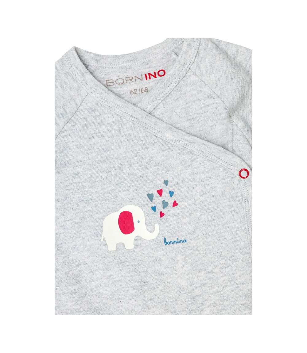 3er-Pack Wickelbodys langarm Elefant Ringel