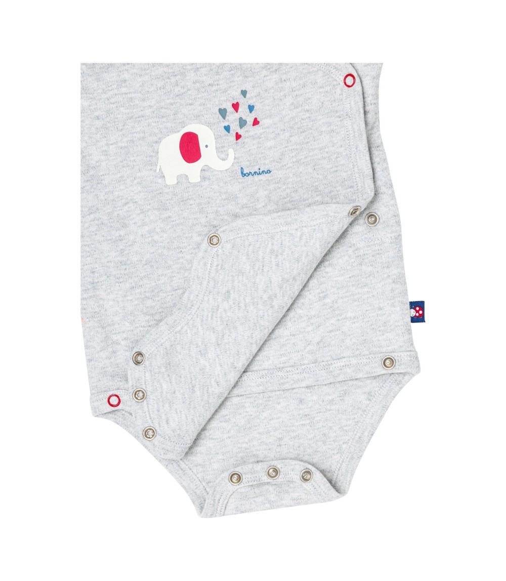 3er-Pack Wickelbodys langarm Elefant Ringel