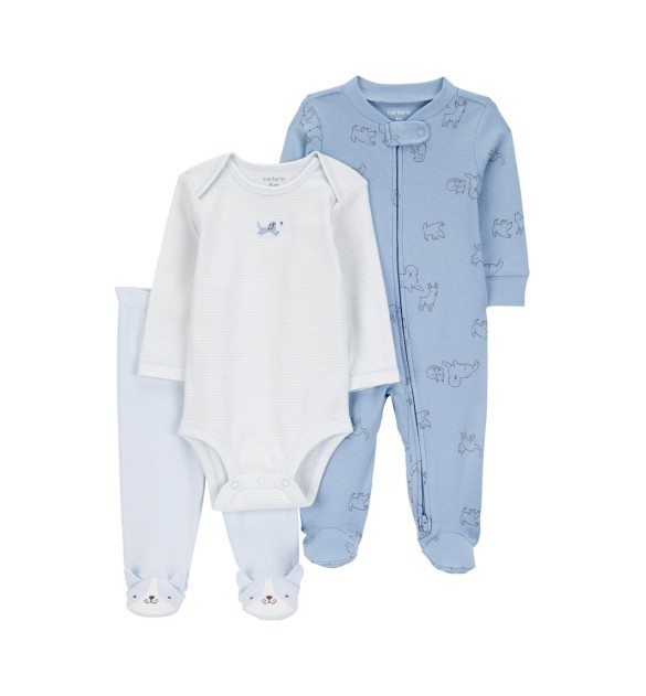 3-tlg. Set Schlafoverall mit Fuß
